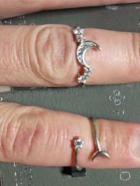 Sterling-Style Crescent Moon & Star Midi Ring in Silver